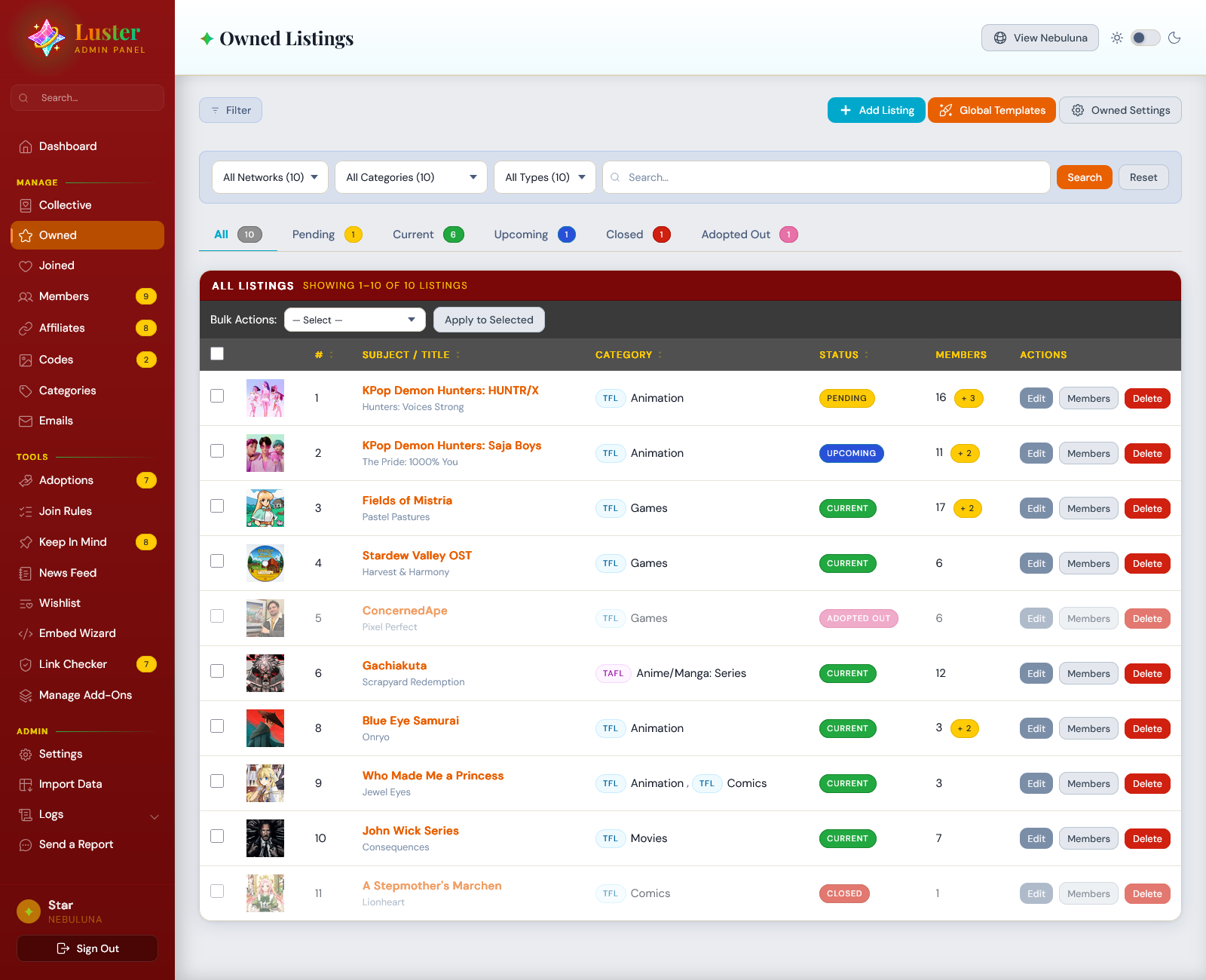 Owned Listings - Skin: Victory Road, Light Mode (“Pokemon Center”)