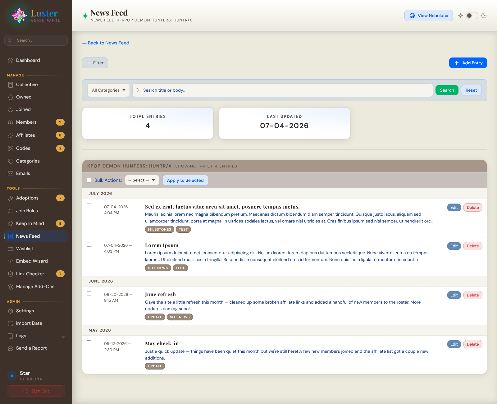 News Feed - Skin: The Force, Light Mode (“Tatooine”)